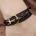 Anchor Faux Leather Woven Bracelet