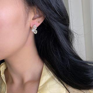 Butterfly Faux Pearl Earring 1 Pr - White - One Size