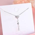 Rhinestone Heart Lettering Necklace Ns411 - Silver - One Size