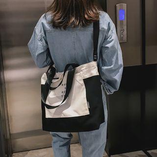 Color Block Canvas Tote With Strap
