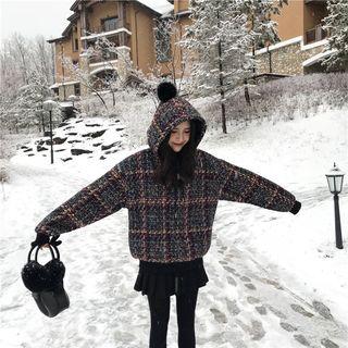 Plain Hooded Pullover As Figure - One Size