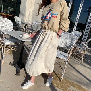 Drawcord-hem Letter Sweatshirt