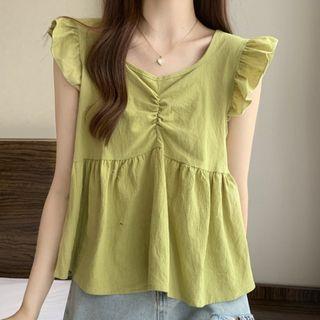 Sleeveless Ruffle Tunic Blouse