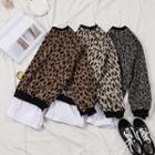 Leopard Print Mock Two Piece Pullover