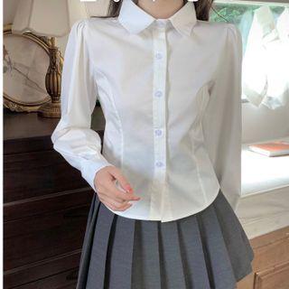Bow Back Blouse / Pleated A-line Skirt