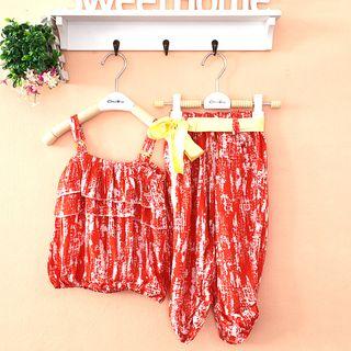 Set Of Two: Sleeveless Printed Top + Pants