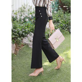 Faux-pearl Straight-cut Dress Pants