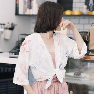 Print Elbow-sleeve Jacket