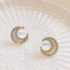 Moon Rhinestone Alloy Earring 1 Pair - S925 Silver - White - One Size