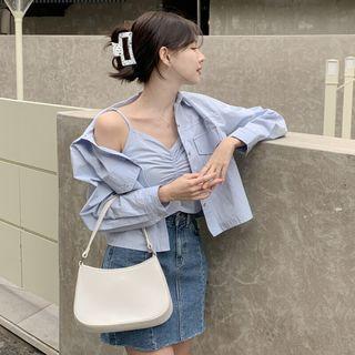 Set: Flap Shirt + Sleeveless Shirred Top