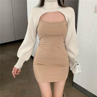 Spaghetti Strap Mini Dress / Cropped Sweater