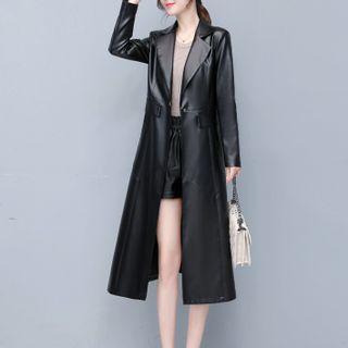 Faux Leather Midi Jacket