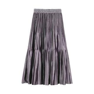 Midi Velvet A-line Skirt