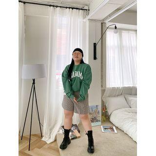 Plus Size Zip-side Plaid Shorts