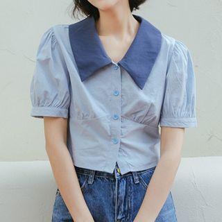 Puff-sleeve Collar Blouse