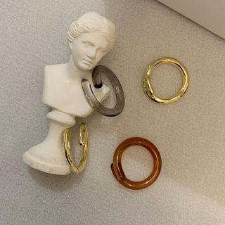 Set Of 2 : Resin / Alloy Open Ring