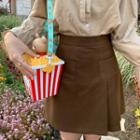 Bell-sleeve Tie-neck Plain Blouse / High-waist Pleated Skirt