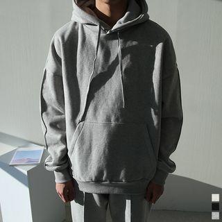 Kangaroo-pocket Seam-trim Boxy Hoodie