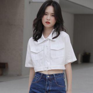 Short-sleeve Cargo Crop Shirt