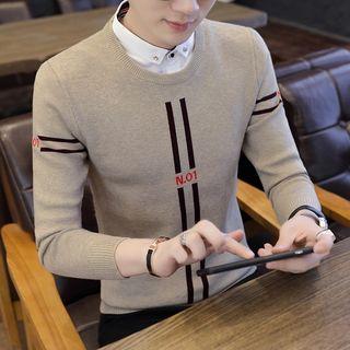 Mock Two-piece Striped Trim Knit Top