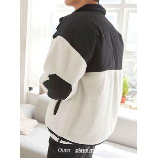 Elbow-patch Fleece-panel Zip-up Jacket