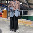 Denim Panel Check Loose-fit Jacket As Figure - One Size