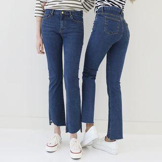 Cutout Washed Straight Jeans