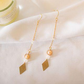 Geometric Faux Pearl Dangle Earrings Er1317 - One Size