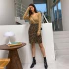 Fly-front H-line Leopard Skirt