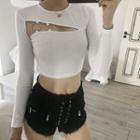Long-sleeve Cut Out Crop Top