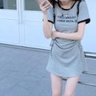 Printed Letter Short-sleeve Dress Gray - One Size