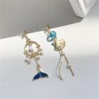 Non-matching Faux Pearl Alloy Shell Mermaid Tali Fringed Earring 1 Pair - Earrings - One Size