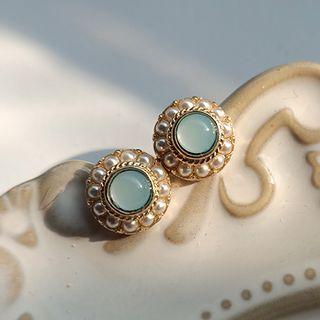 Faux Pearl Gemstone Earring