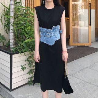 Plain Midi Tank Dress / Denim Corset Belt