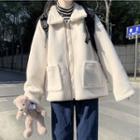 Fleece Zip Jacket Beige - One Size