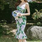 Strapless Floral Mermaid Party Dress
