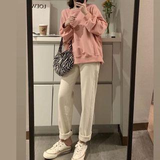 Plain Sweatshirt / Straight-leg Pants / Set