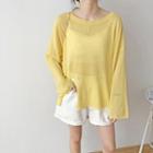 Long-sleeve Front-slit Knit Top