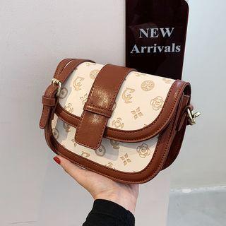 Print Faux Leather Saddle Crossbody Bag