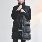 Funnel-neck Long Puffer Vest