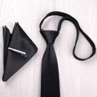 Set: Pre-tied Tie + Tie Clip + Pocket Square