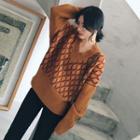 Argyle V-neck Oversized Sweater
