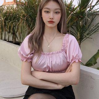 Balloon-sleeve Ruffled Blouse As Shown In Figure - One Size