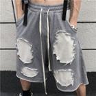 Distressed Paneled Shorts
