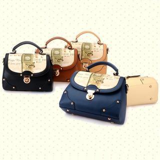 Faux-leather Patterned Satchel