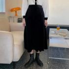 High-waist Plain A-line Skirt Skirt - Black - One Size