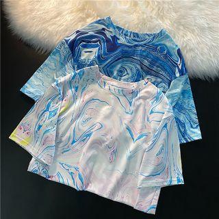 Short Sleeve Marble Print T-shirt