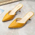 Studded Kitten Heel Slide Pumps