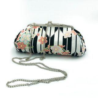 Floral Print Pouch Floral - Black & White - One Size