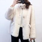 Button Fleece Jacket White - One Size